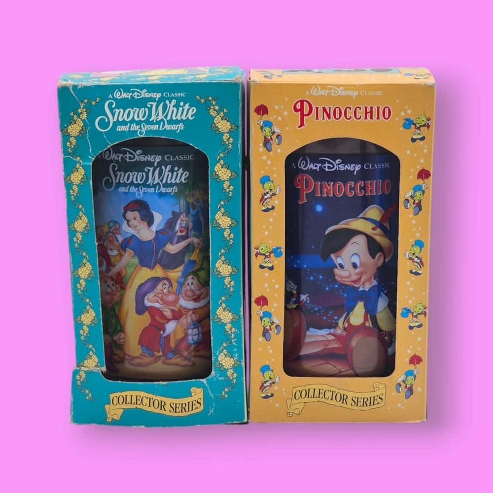 Vintage 1994 Disney Burger King Pinocchio & Snow White Collectors Series Cups